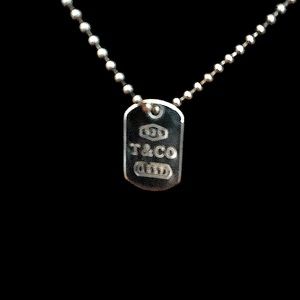 Mini Tiffany sterling 1837 dog tag necklace sterling ball chain